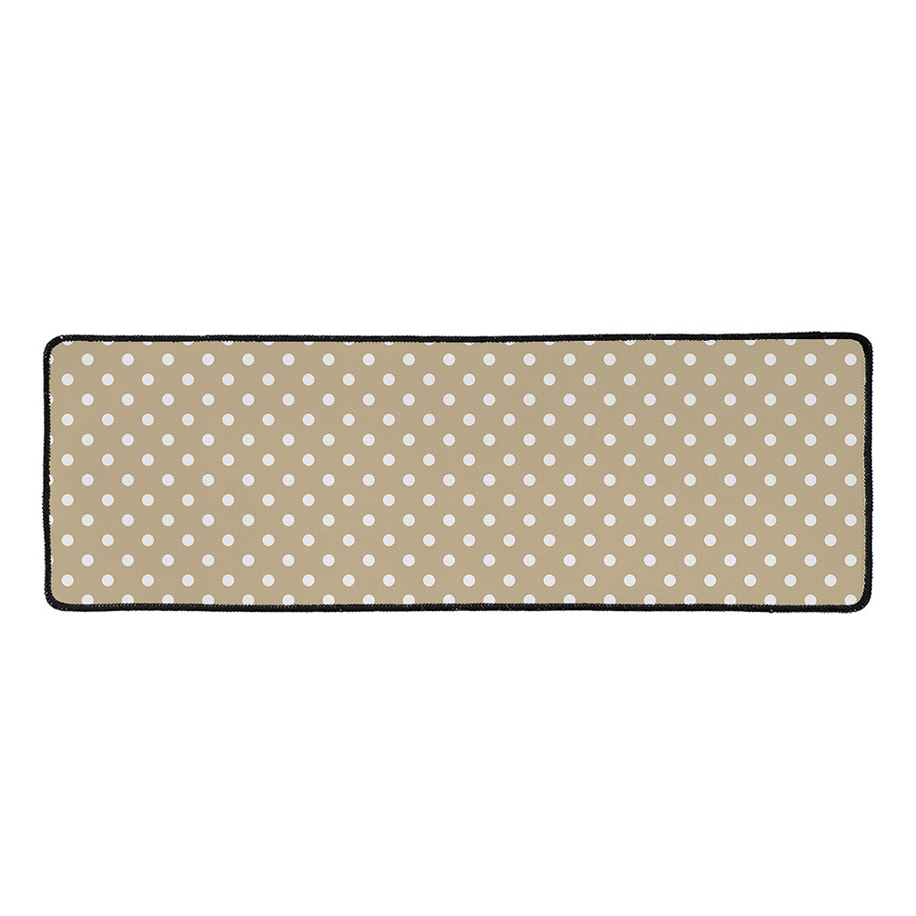 Beige And White Polka Dot Pattern Print Long Kitchen Mat