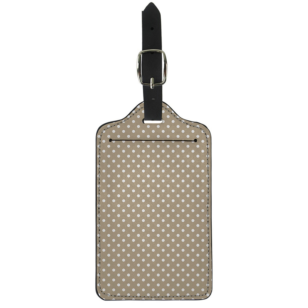 Beige And White Polka Dot Pattern Print Luggage Tag