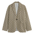 Beige And White Polka Dot Pattern Print Men's Blazer