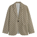 Beige And White Polka Dot Pattern Print Men's Blazer