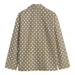 Beige And White Polka Dot Pattern Print Men's Blazer