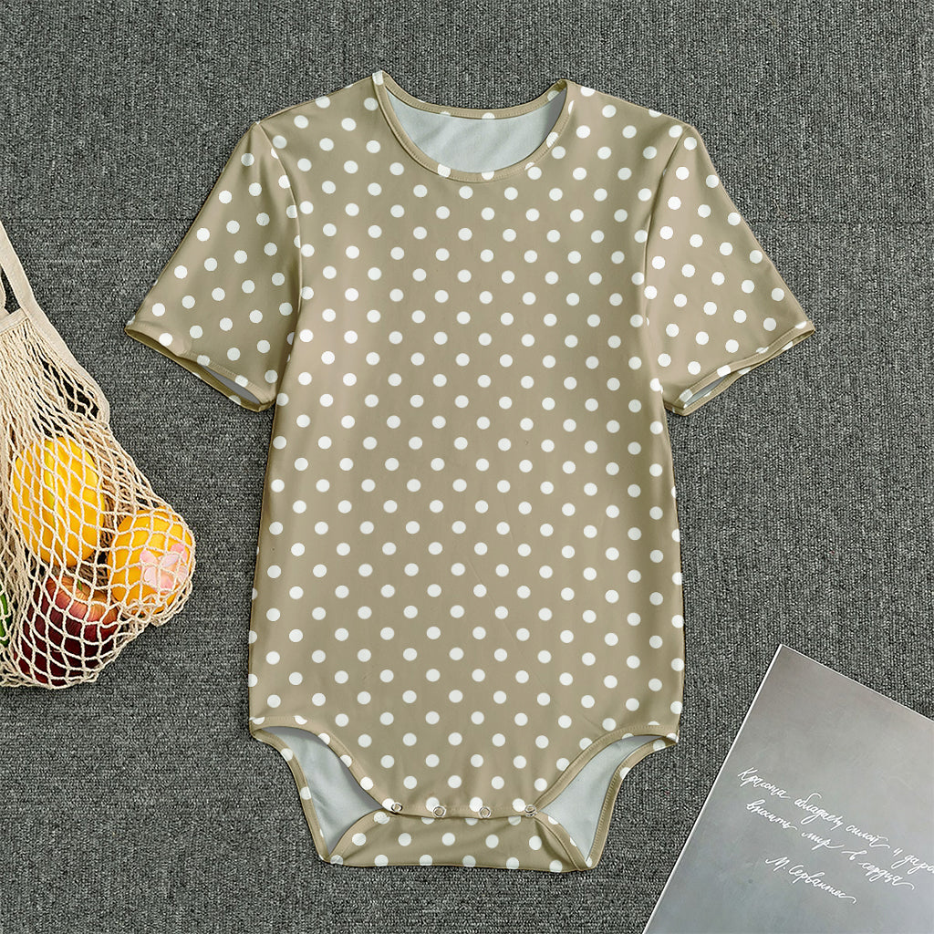 Beige And White Polka Dot Pattern Print Men's Bodysuit