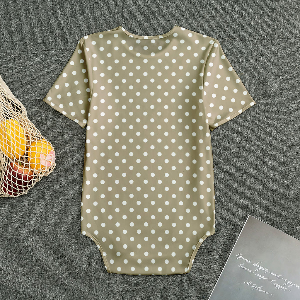 Beige And White Polka Dot Pattern Print Men's Bodysuit