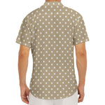 Beige And White Polka Dot Pattern Print Men's Deep V-Neck Shirt