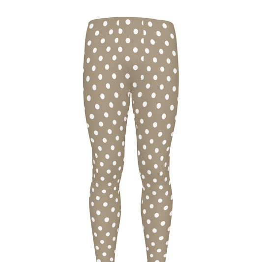 Beige And White Polka Dot Pattern Print Men's leggings