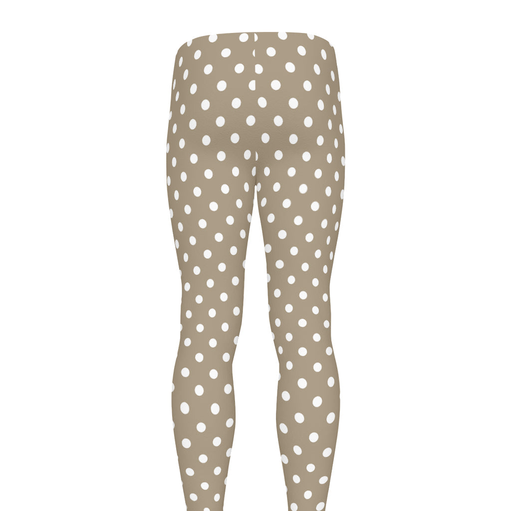 Beige And White Polka Dot Pattern Print Men's leggings