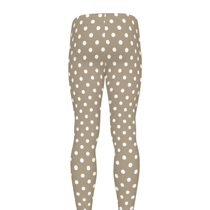 Beige And White Polka Dot Pattern Print Men's leggings
