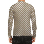 Beige And White Polka Dot Pattern Print Men's Long Sleeve Rash Guard