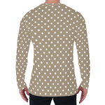 Beige And White Polka Dot Pattern Print Men's Long Sleeve T-Shirt
