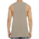 Beige And White Polka Dot Pattern Print Men's Muscle Tank Top