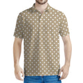 Beige And White Polka Dot Pattern Print Men's Polo Shirt