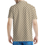 Beige And White Polka Dot Pattern Print Men's Polo Shirt
