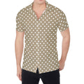 Beige And White Polka Dot Pattern Print Men's Shirt