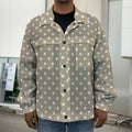 Beige And White Polka Dot Pattern Print Men's Shirt Jacket