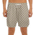 Beige And White Polka Dot Pattern Print Men's Split Running Shorts