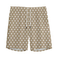 Beige And White Polka Dot Pattern Print Men's Athletic Shorts