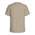 Beige And White Polka Dot Pattern Print Men's Sports T-Shirt