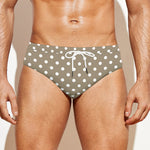 Beige And White Polka Dot Pattern Print Men's Swim Briefs