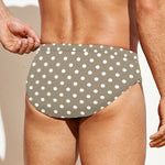 Beige And White Polka Dot Pattern Print Men's Swim Briefs