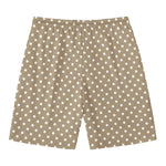 Beige And White Polka Dot Pattern Print Men's Swim Trunks