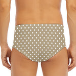Beige And White Polka Dot Pattern Print Men's Triangle Swim Briefs