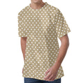 Beige And White Polka Dot Pattern Print Men's Velvet T-Shirt