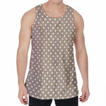 Beige And White Polka Dot Pattern Print Men's Velvet Tank Top