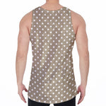 Beige And White Polka Dot Pattern Print Men's Velvet Tank Top