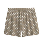 Beige And White Polka Dot Pattern Print Mesh Shorts