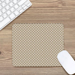 Beige And White Polka Dot Pattern Print Mouse Pad