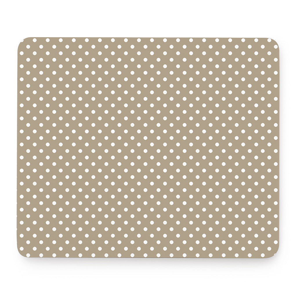 Beige And White Polka Dot Pattern Print Mouse Pad
