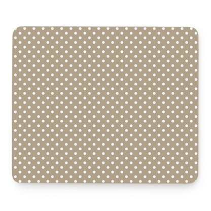 Beige And White Polka Dot Pattern Print Mouse Pad