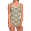 Beige And White Polka Dot Pattern Print One Piece Swimsuit