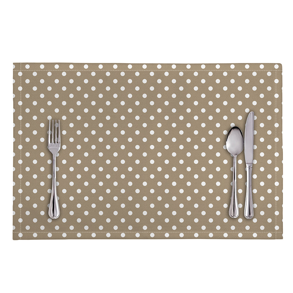 Beige And White Polka Dot Pattern Print Placemat