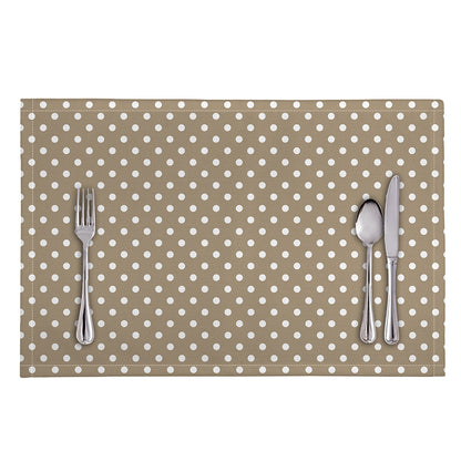 Beige And White Polka Dot Pattern Print Placemat