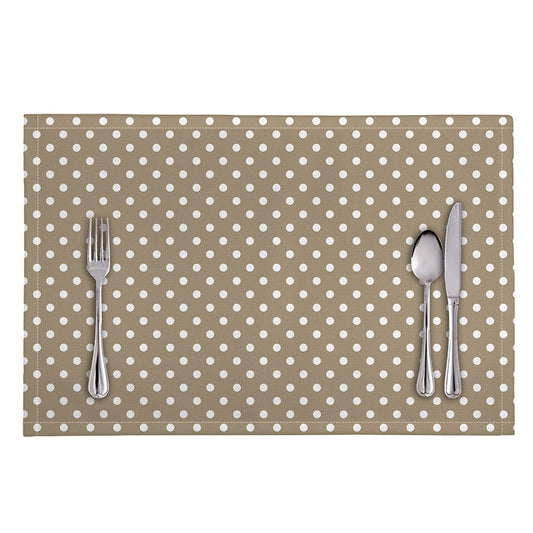 Beige And White Polka Dot Pattern Print Placemat