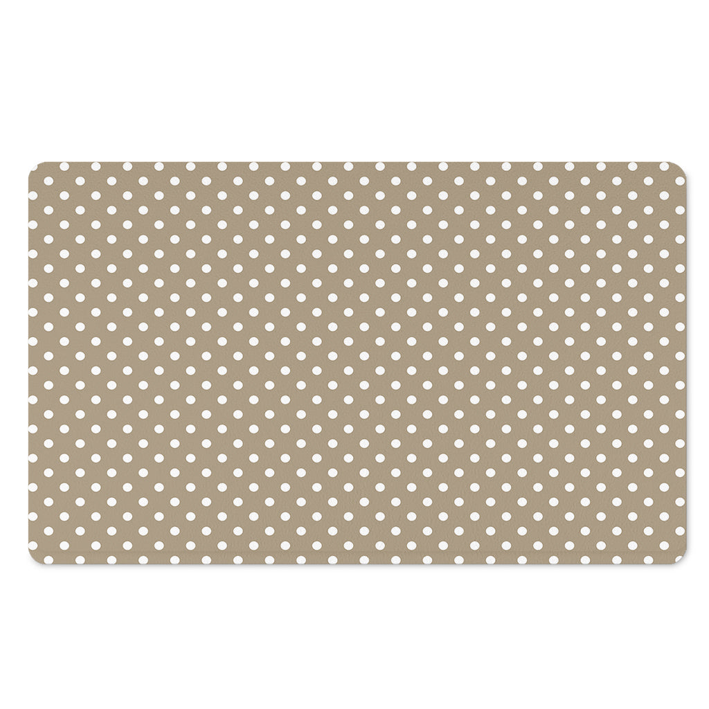 Beige And White Polka Dot Pattern Print Polyester Doormat