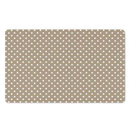 Beige And White Polka Dot Pattern Print Polyester Doormat