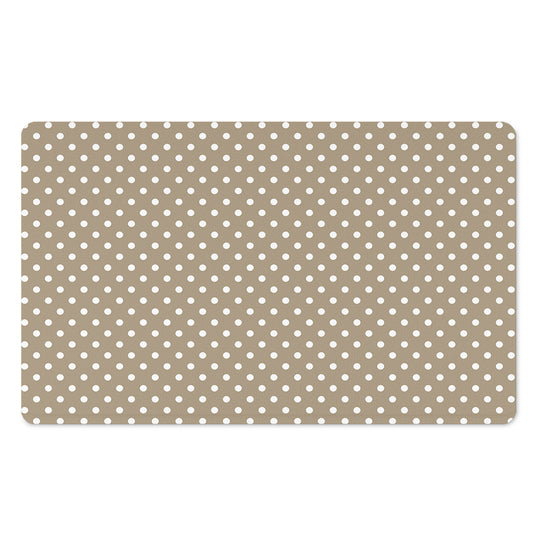 Beige And White Polka Dot Pattern Print Polyester Doormat