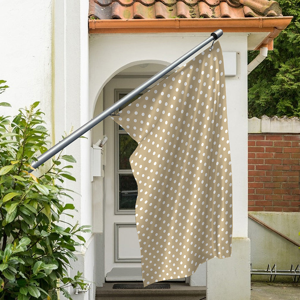 Beige And White Polka Dot Pattern Print Polyester Flag