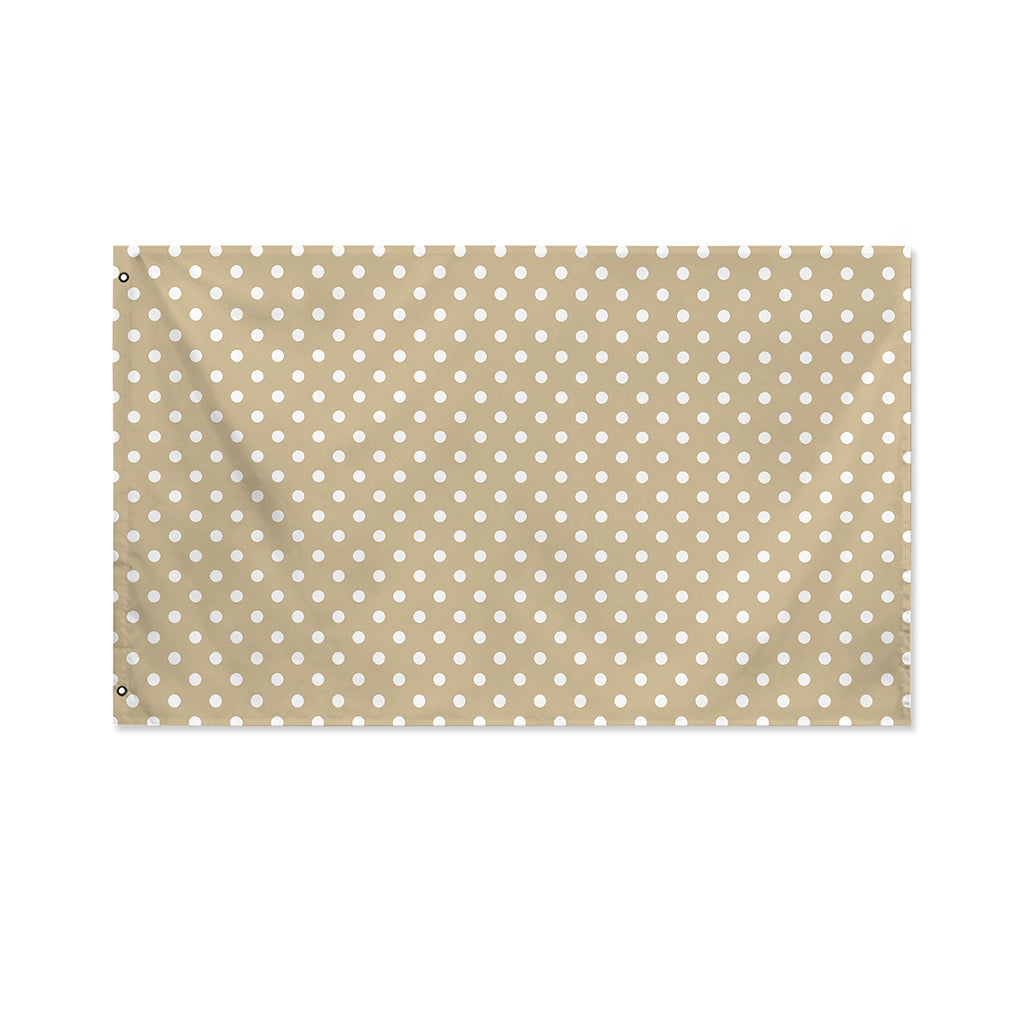 Beige And White Polka Dot Pattern Print Polyester Flag