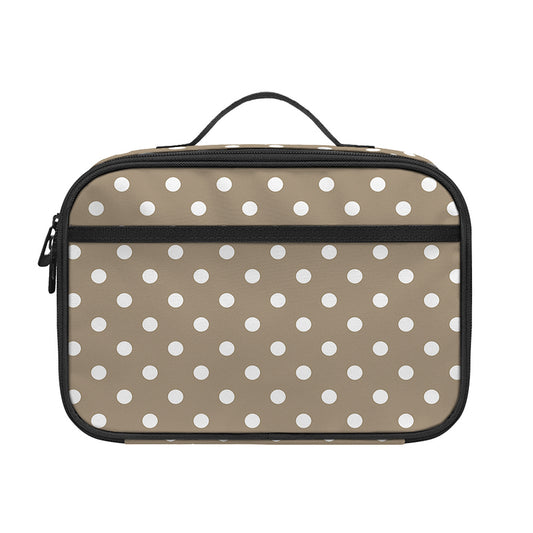 Beige And White Polka Dot Pattern Print Portable Lunch Bag