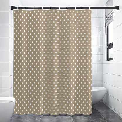 Beige And White Polka Dot Pattern Print Premium Shower Curtain