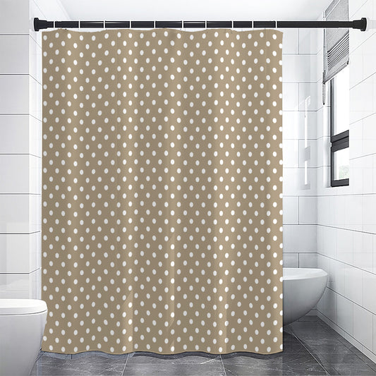 Beige And White Polka Dot Pattern Print Premium Shower Curtain