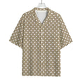 Beige And White Polka Dot Pattern Print Rayon Hawaiian Shirt