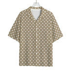 Beige And White Polka Dot Pattern Print Rayon Hawaiian Shirt