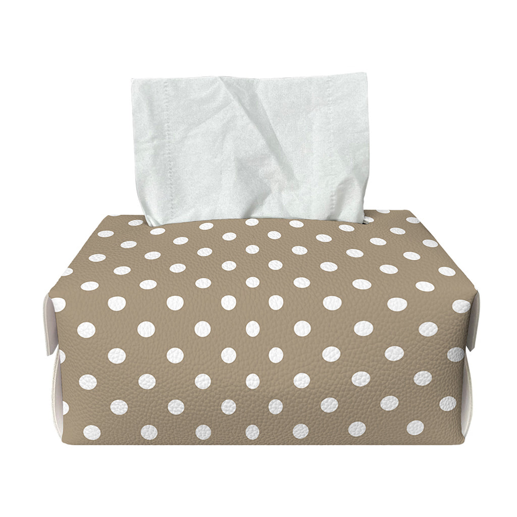 Beige And White Polka Dot Pattern Print Rectangle Tissue Box Cover