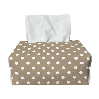 Beige And White Polka Dot Pattern Print Rectangle Tissue Box Cover