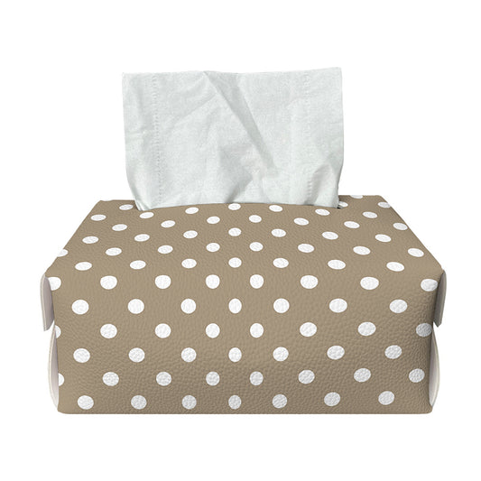 Beige And White Polka Dot Pattern Print Rectangle Tissue Box Cover