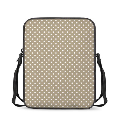 Beige And White Polka Dot Pattern Print Rectangular Crossbody Bag